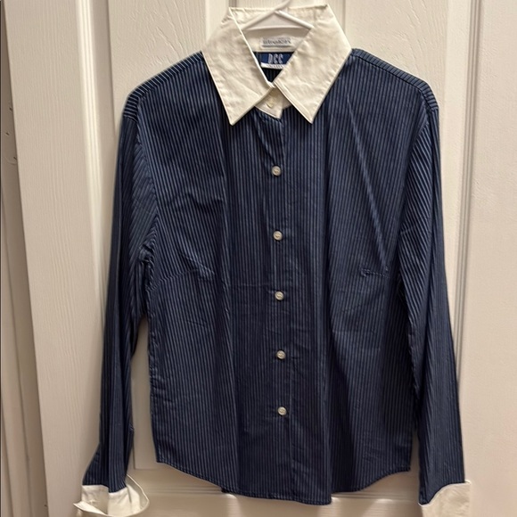 DC Blue and White Button Down Shirt with Classic Collar - Picture 1 of 7
